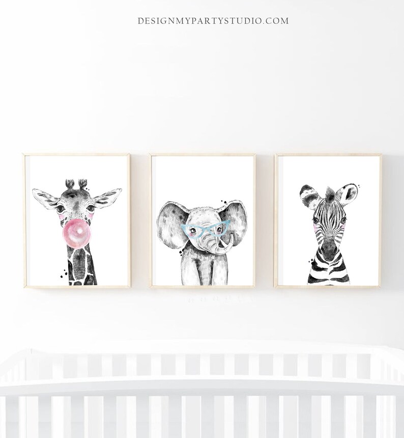 Safari Animals Printable Nursery Wall Art Wild Animals Etsy