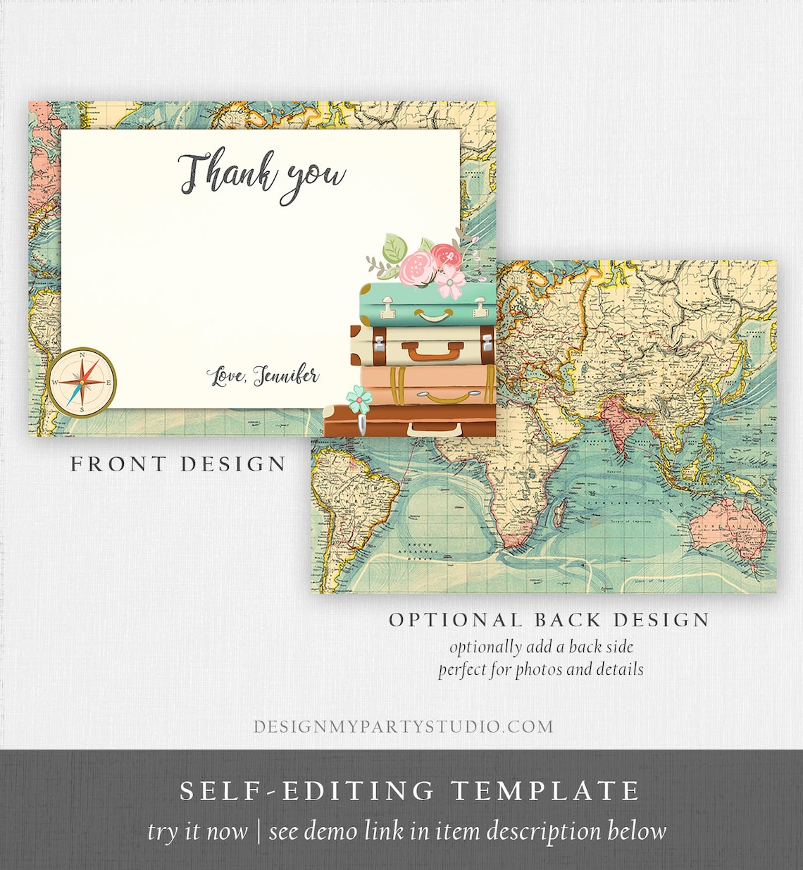 travel themed thank you cards