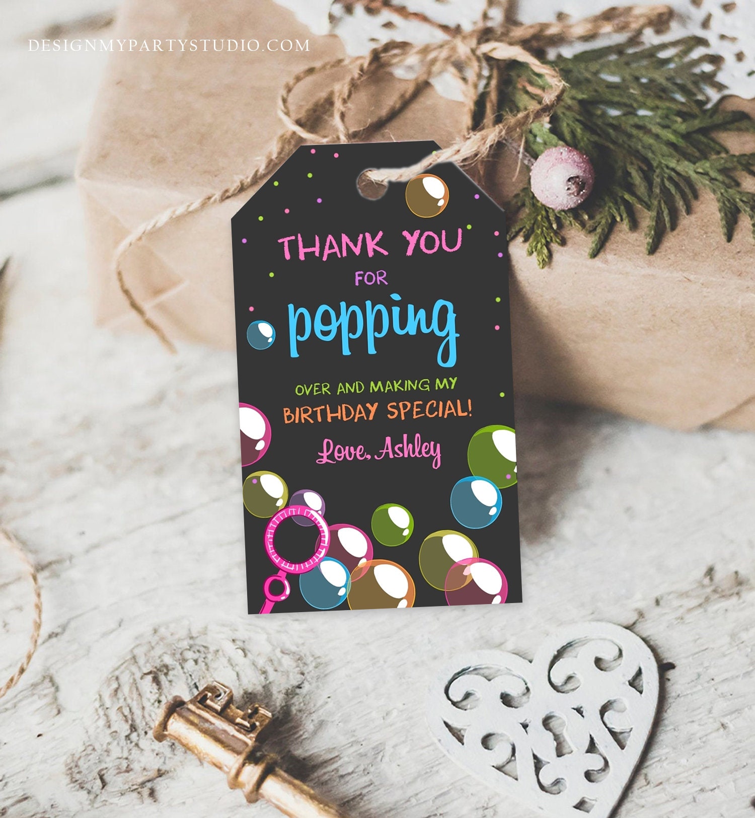 Editable Bubble Favor tags Pink Bubble Birthday Thank you tags Etsy