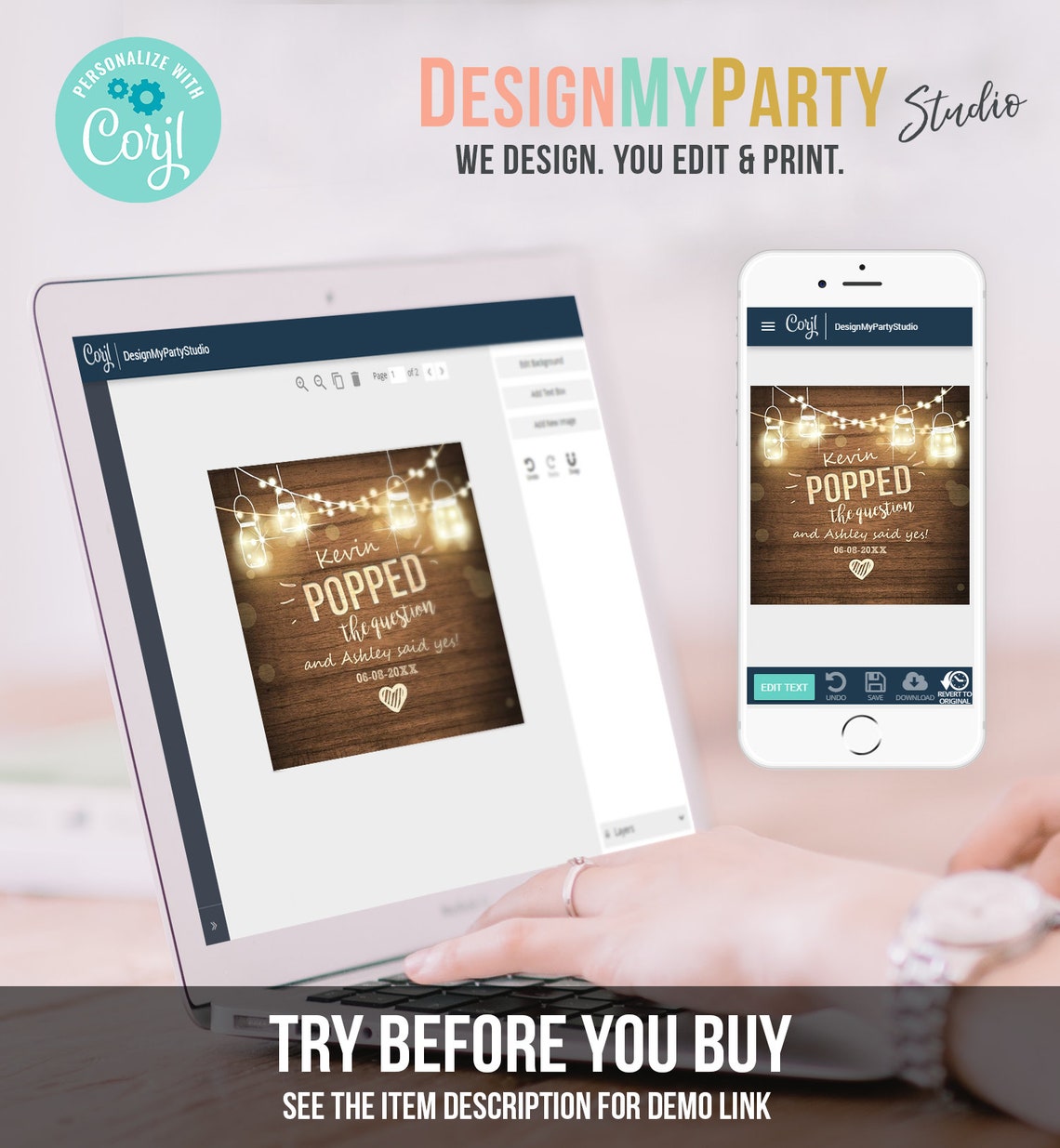 Editable Popped the Question Gift Tag Engagement Party Round - Etsy