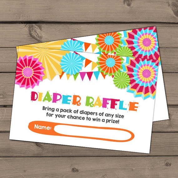 Baby shower Diaper raffle card Fiesta Baby shower game Fiesta Diaper ...