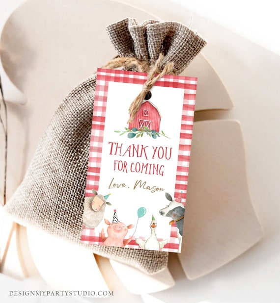 Editable Farm Favor Tags Tags Boy Farm Birthday Thank you tags Barnyard ...