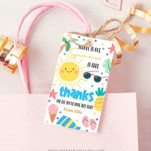 Editable Teacher Appreciation Gift Tags Sunshine Thank You Tag School is Out Summer is Here End of Year Tag Corjl Template Printable 0464 image 3