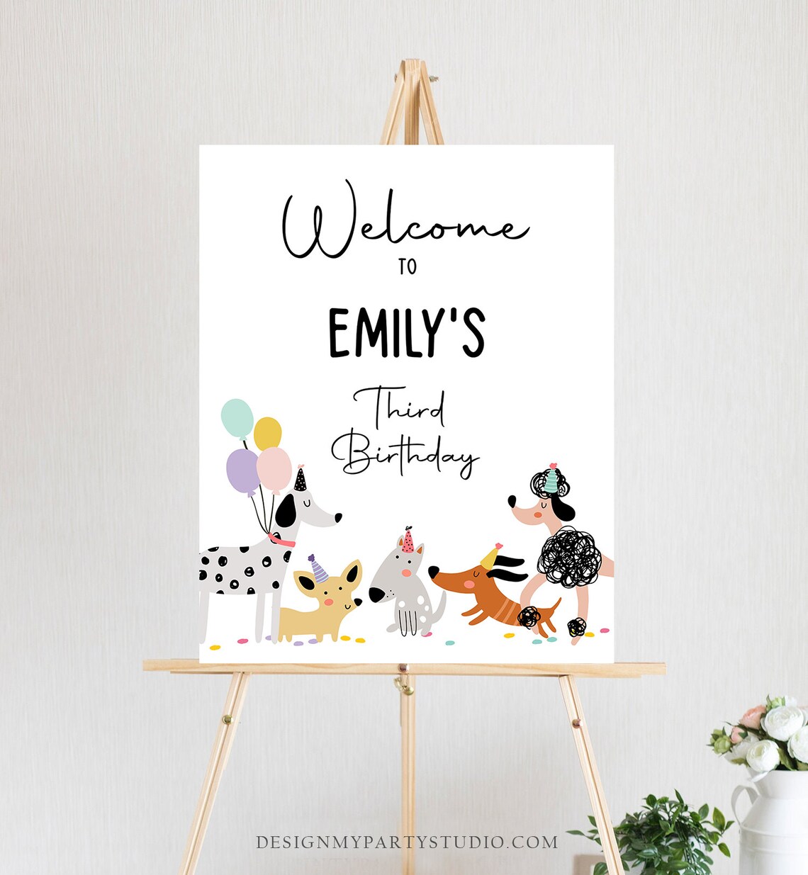 Editable Puppy Dog Birthday Party Welcome Sign Puppy Birthday Pink Pet ...