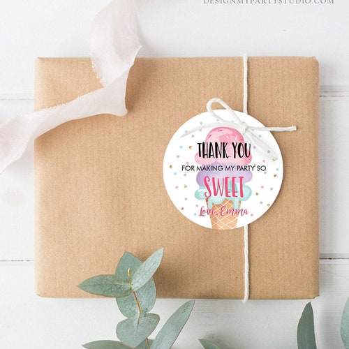 Editable Ice Cream Birthday Thank You Tags Ice Cream Party - Etsy