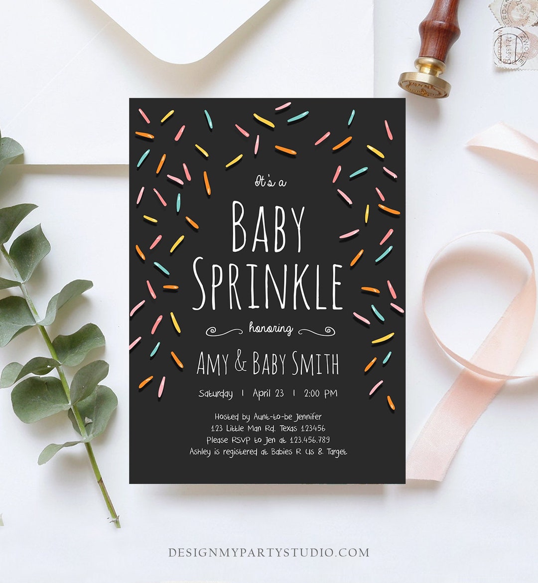 Editable Baby Sprinkle Shower Invitation Baby Shower Coed Shower Gender ...