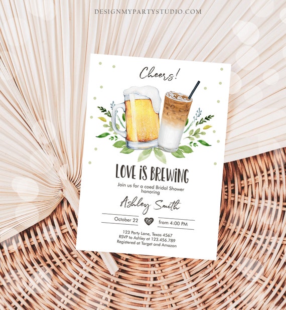 Editable Love is Brewing Invitation Brewing Bridal Shower Invitation Cold Brew Coffee Couples Shower Download Printable Template Corjl 0190 Il_570xn