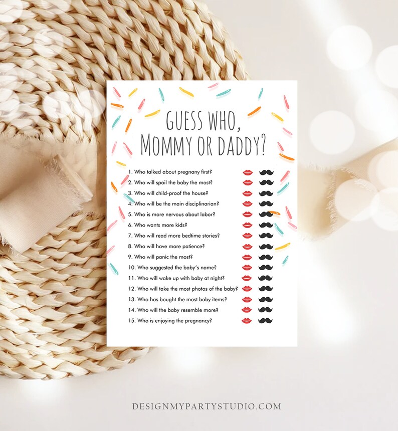Editable Mommy or Daddy Baby Sprinkle Game Guess Who Mom Dad - Etsy