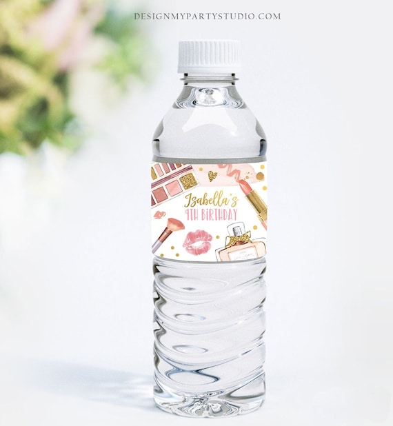 Editable Spa Party Water Bottle Labels Spa Birthday Party Girl Glamour
