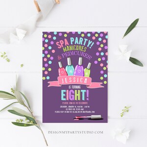 Editable Spa Birthday Invitation Manicures Pedicure Nail Salon Party ...