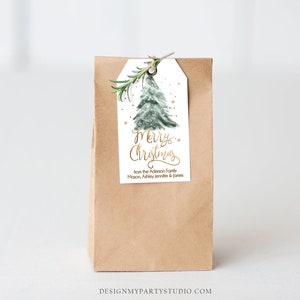 Editable Christmas Favor Tags Holiday Gift Tags Merry Christmas Holiday Tags Holiday Labels Tree Gold Download Printable Corjl 0363 0443 image 2