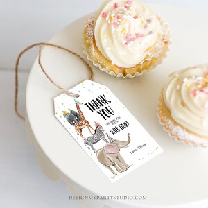 Editable Party Animals Favor Tags Safari Party Animals Wild One Thank You Tag Birthday Wild Time Gift Tag Corjl Template Printable 0142 image 3