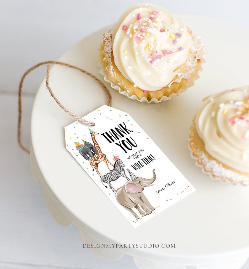Editable Party Animals Favor Tags Safari Party Animals Wild One Thank You Tag Birthday Wild Time Gift Tag Corjl Template Printable 0142 image 3