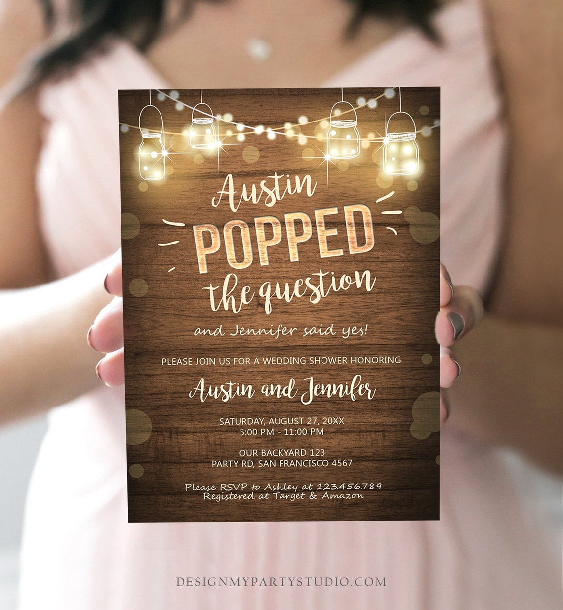 Editable Popped the Question Engagement Party Invitation - Etsy