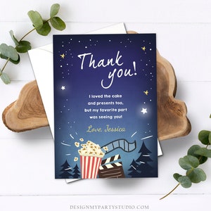 Editable Movie Night Thank You Card Birthday Outdoor Backyard - Etsy