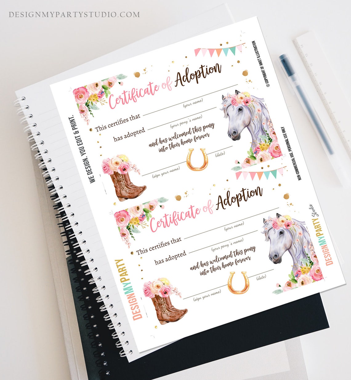 Adopt a Pony Adoption Certificate Horse Adoption Horse - Etsy