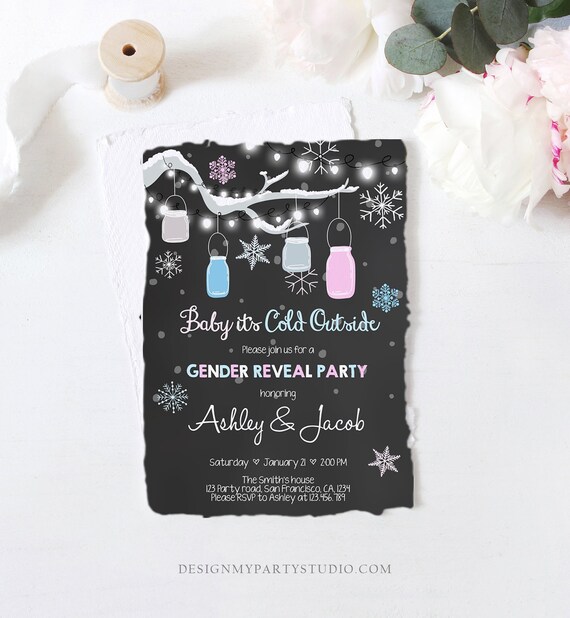 Paper Baby It's Cold Outside Evite Winter gender reveal invitation Baby