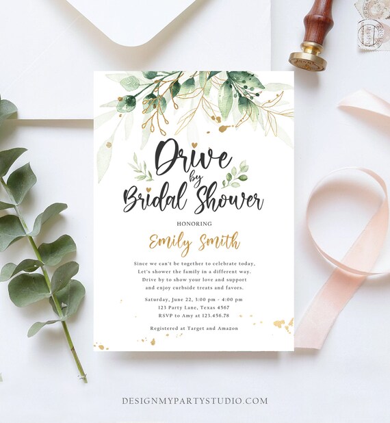 Editable Drive By Bridal Shower Invitation Drive Through Social