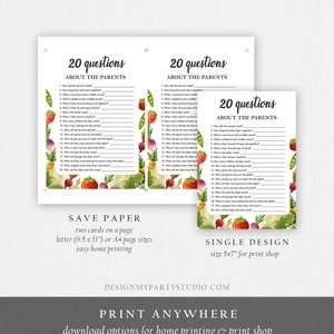 Editable Questions About the Parents Baby Shower Game Locally Grown Farmers Market Fruit Vegetables Farm Barn Corjl Template Printable 0144 image 4