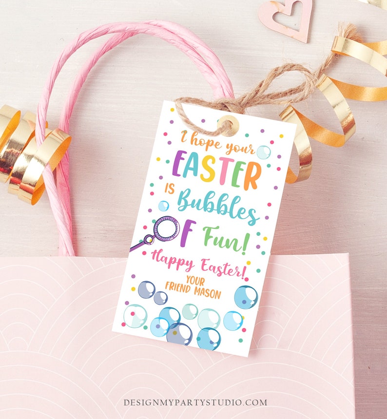 Editable Easter Bubbles Tag Easter Tags Kids Easter Gift Tag Classroom ...
