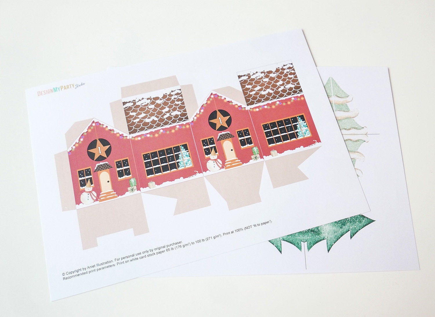 Printable Advent Calendar Houses DIY Paper Christmas Village | Etsy