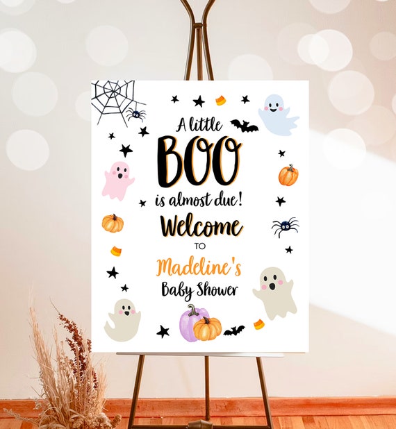 Editable Halloween Baby Shower Welcome Sign Peek A Boo Shower Decor ...
