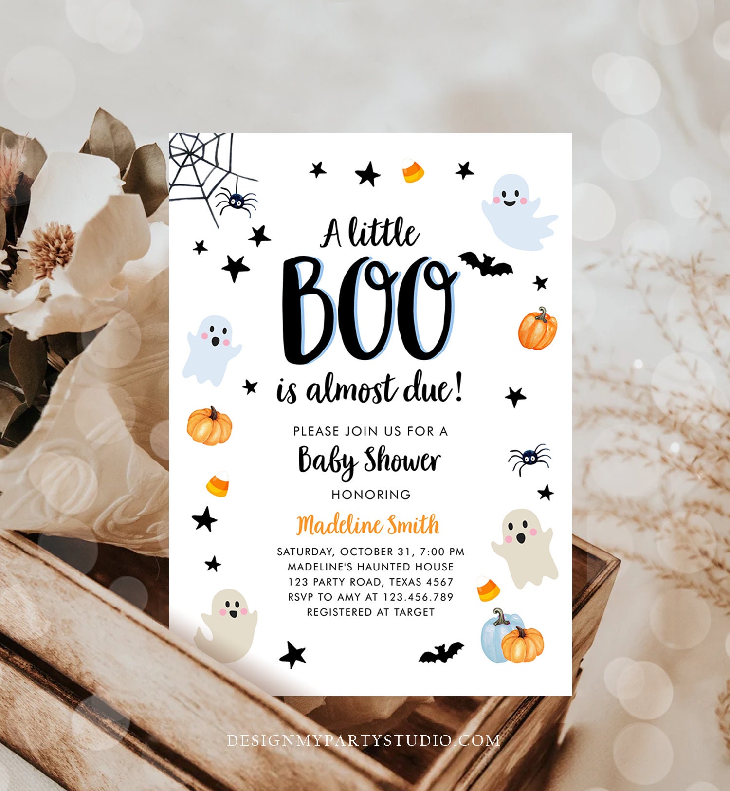 Editable Little Boo Baby Shower Invitation Cute Halloween Baby - Etsy