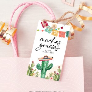 Editable Cactus Fiesta Favor Tags Fiesta Thank You Tags Mexican Muchas Gracias Bridal Shower Succulent Couples Shower Corjl Template 0404 image 4