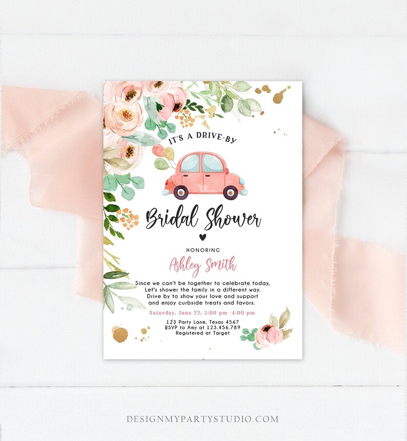 Editable Drive by Bridal Shower Invitation Couples Shower Etsy