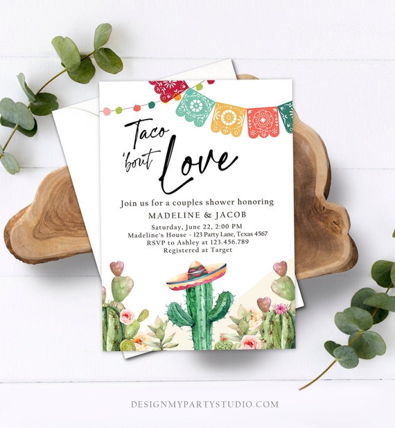 Editable Taco Bout Love Couples Shower Invitation Fiesta Cactus Succulent Mexican Desert Digital Download Corjl Template Printable 0404 Il_570xn