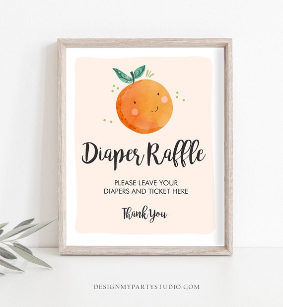 Diaper Raffle Sign Orange Baby Shower Little Cutie Couples Shower Decor Citrus Gender Neutral Diapers Orange 8x10 Download PRINTABLE 0330 Il_570xn