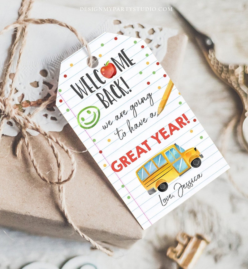 Editable Welcome Back to School Tag Happy First Day of School image 0