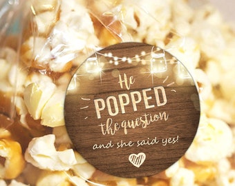 He Popped the Question Gift Tag Engagement party favor tag Engagement Popcorn Favor Tag Stickers wedding Engagement PRINTABLE 0015 0110