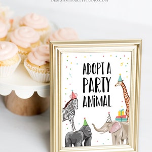 Adopt an Animal Birthday Sign Table Decor Party Animals Birthday Wild One Animals Zoo Safari Table Sign Zoo Party Jungle PRINTABLE 0142 image 2