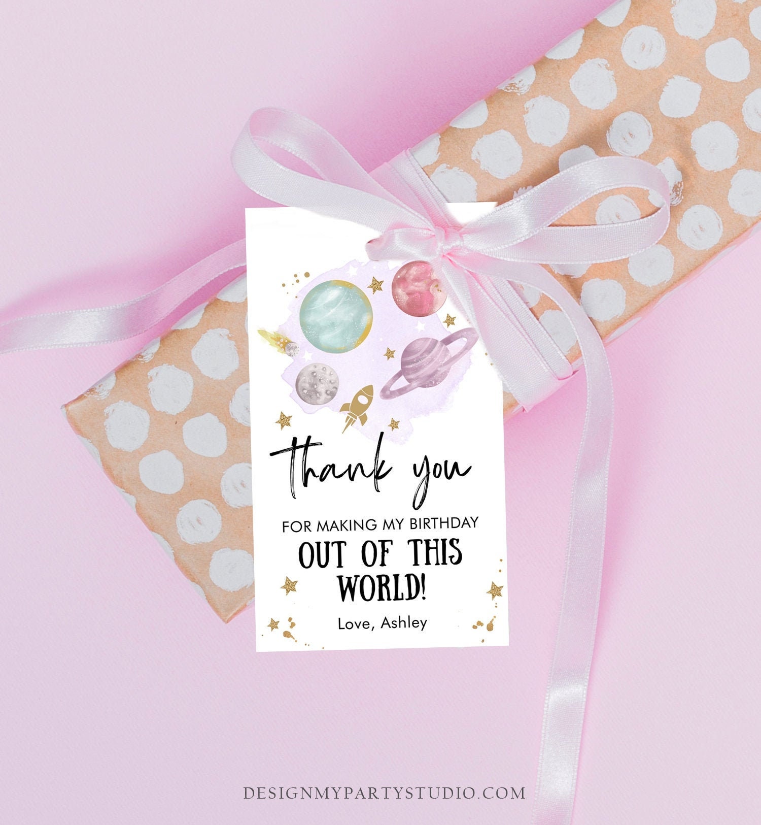 Editable Outer Space Favor Tags Space Birthday Thank You Label - Etsy