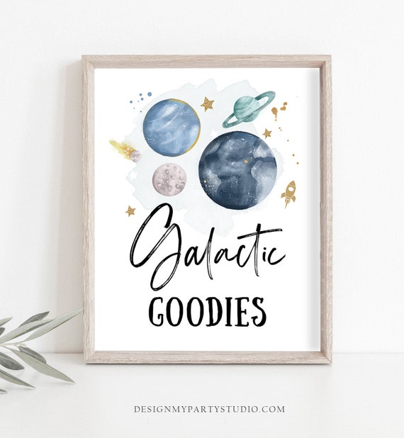 Galactic Goodies Space Party Sign Outer Space Birthday Sign Galaxy Party Decor Favors Table Dessert Boy Snacks Sign Planets PRINTABLE 0357 Il_570xn