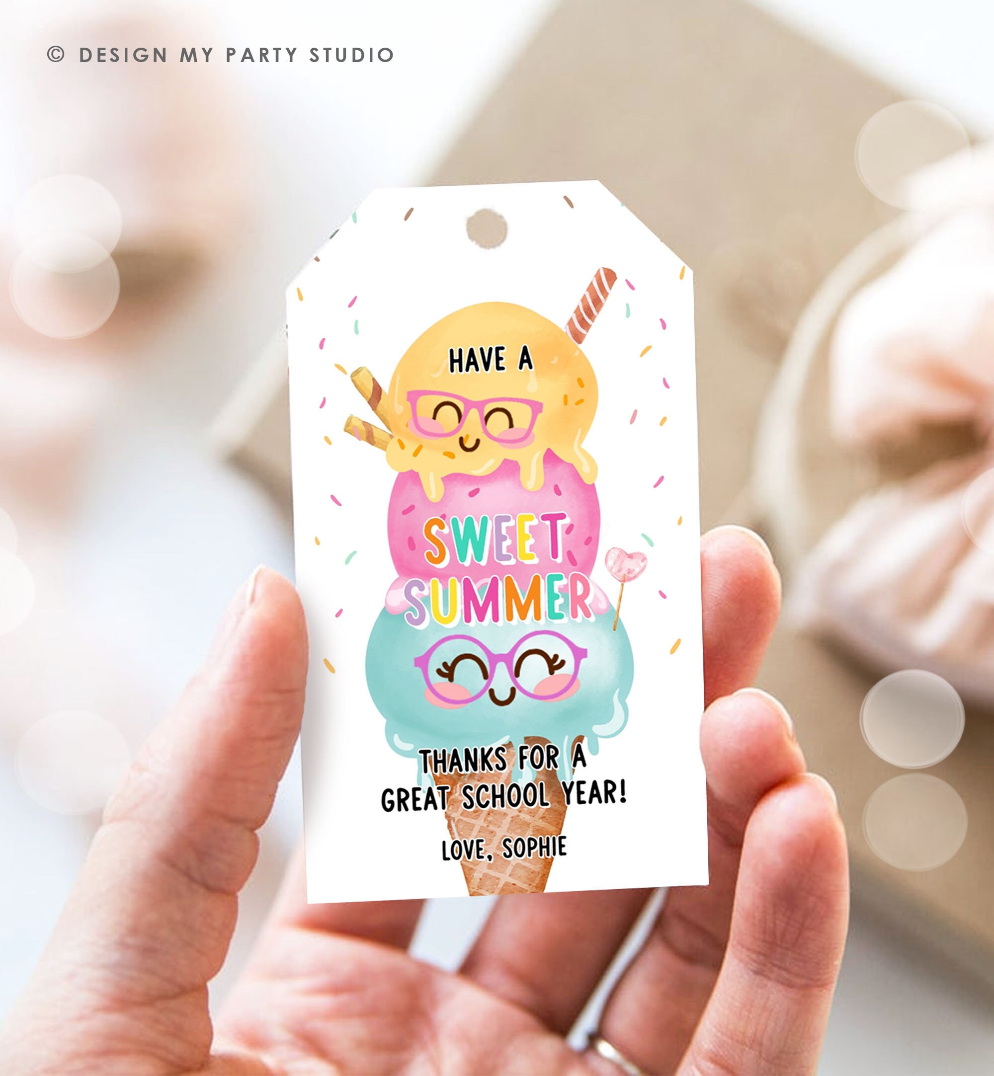 Editable Last Day of School Tag Sweet Summer Teacher Thank You Gift Tag ...