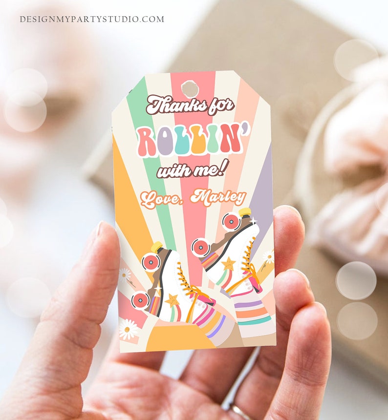 Editable Roller Skating Favor Tag Roller Skate Birthday Thank - Etsy