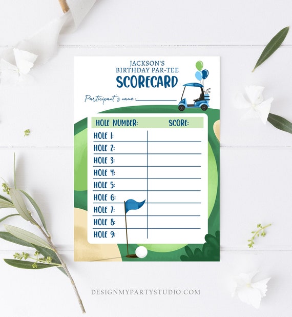 Editable Golf Score Card Birthday Par-tee Game Golfing Boy Golf Baby ...