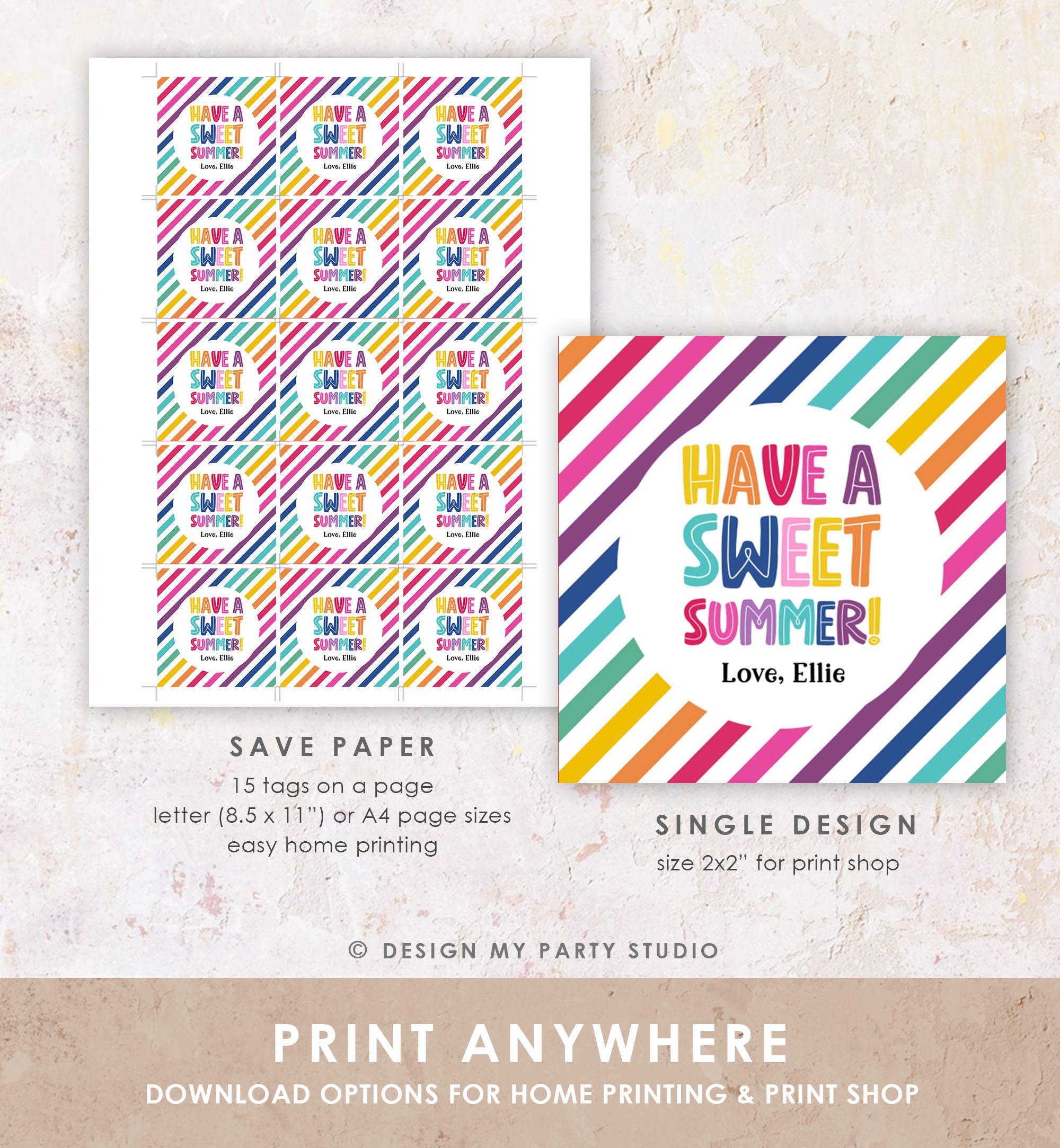 Editable Last Day of School Tag Sweet Summer Teacher Thank You Gift Tag ...