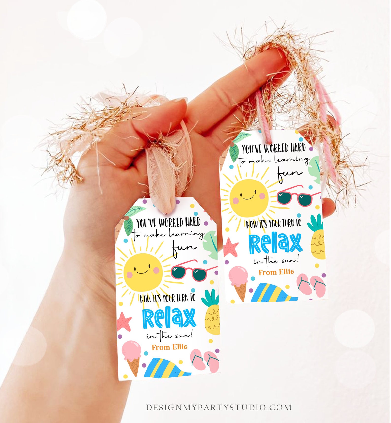Editable Summer Teacher Appreciation Gift Tag Kids Your Turn to Relax ...