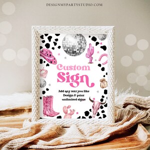 Editable Custom Sign Space Cowgirl Party Sign Disco Cowgirl Birthday ...