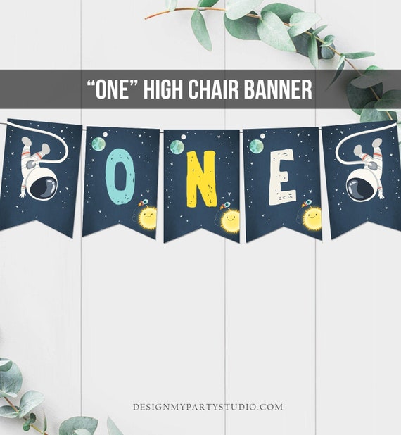 Outer Space High Chair Banner Birthday Astronaut Party High Chair Banner ONE Space Rocket Astronaut Party Decor Planets PRINTABLE 0046 Il_570xn