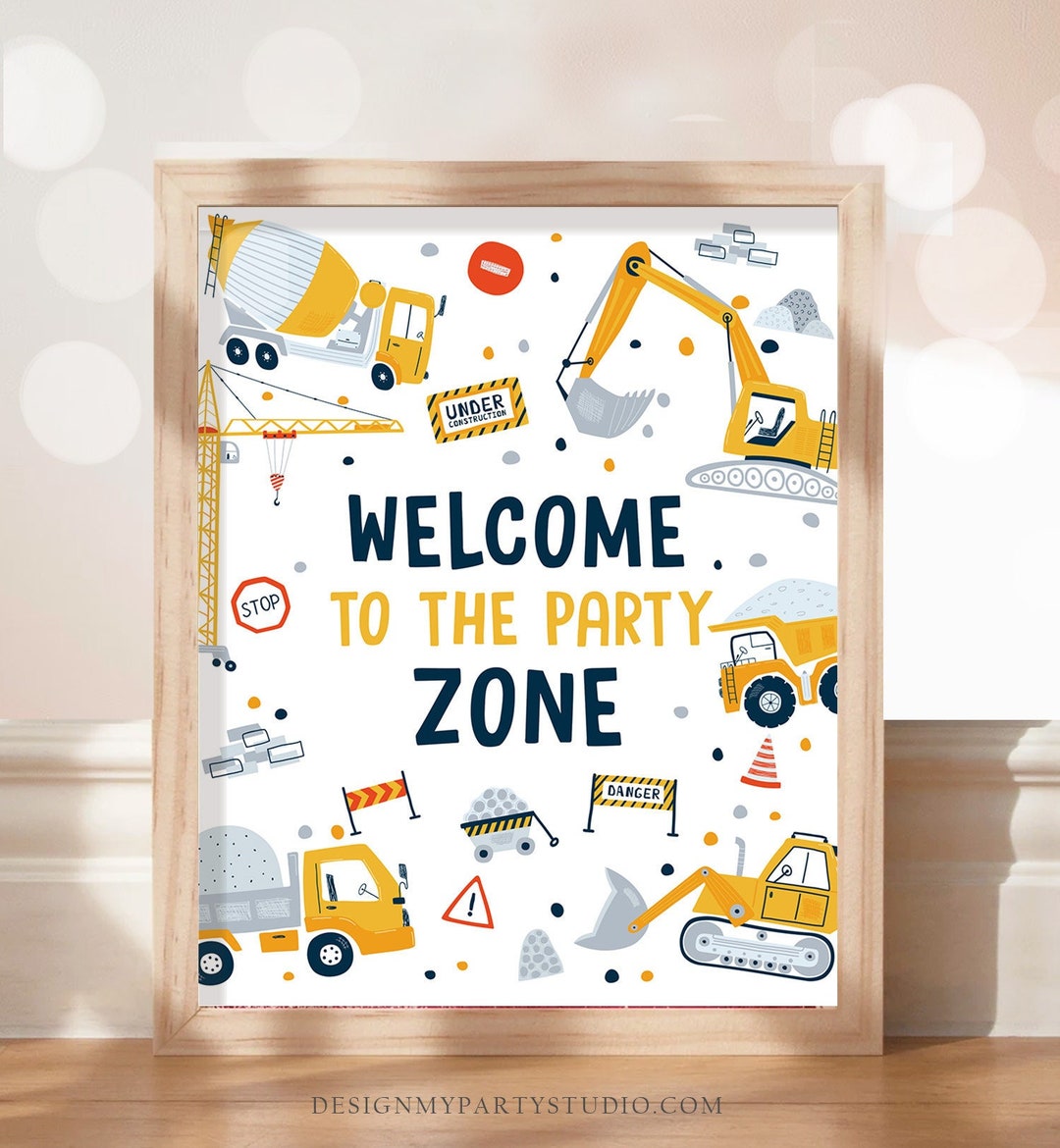 Construction Birthday Welcome Sign Construction Party Decor image