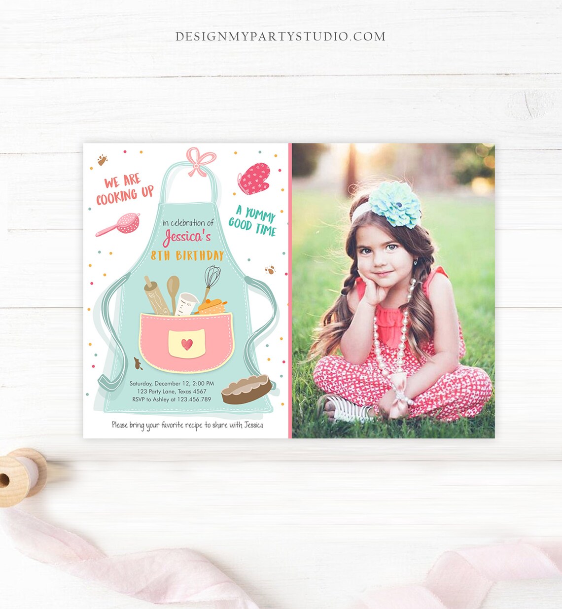 Editable Kids Kitchen Cooking Birthday Invitation Pink Girl - Etsy