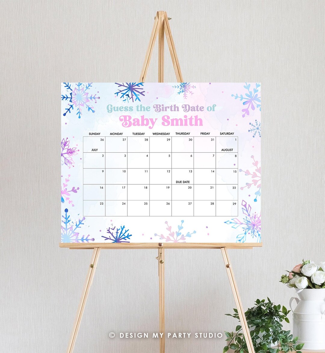 Editable Guess the Birth Date Baby Shower Game Guess Birthday Winter ...