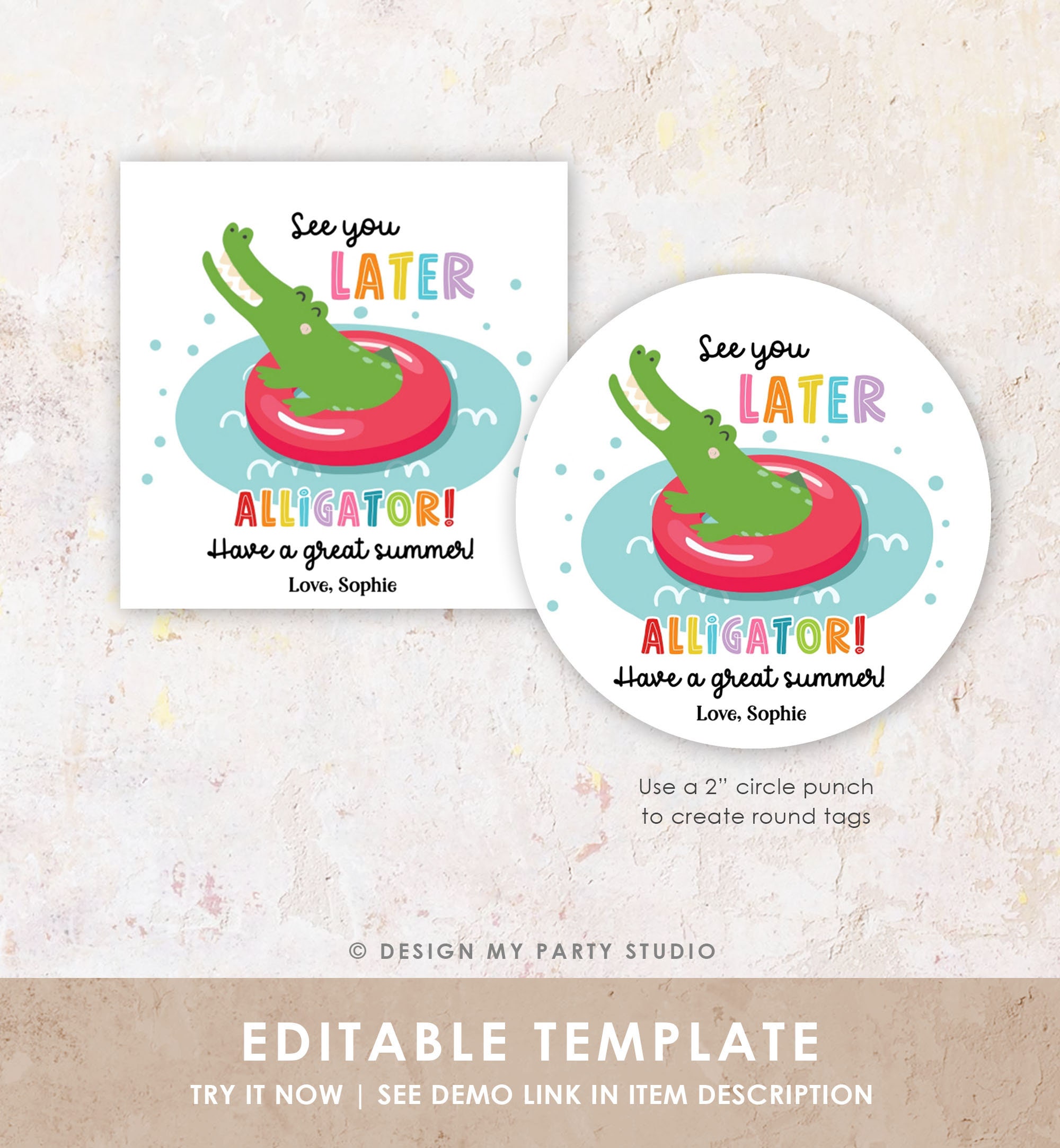 Editable Last Day of School Tag Alligator Teacher End of School Year ...