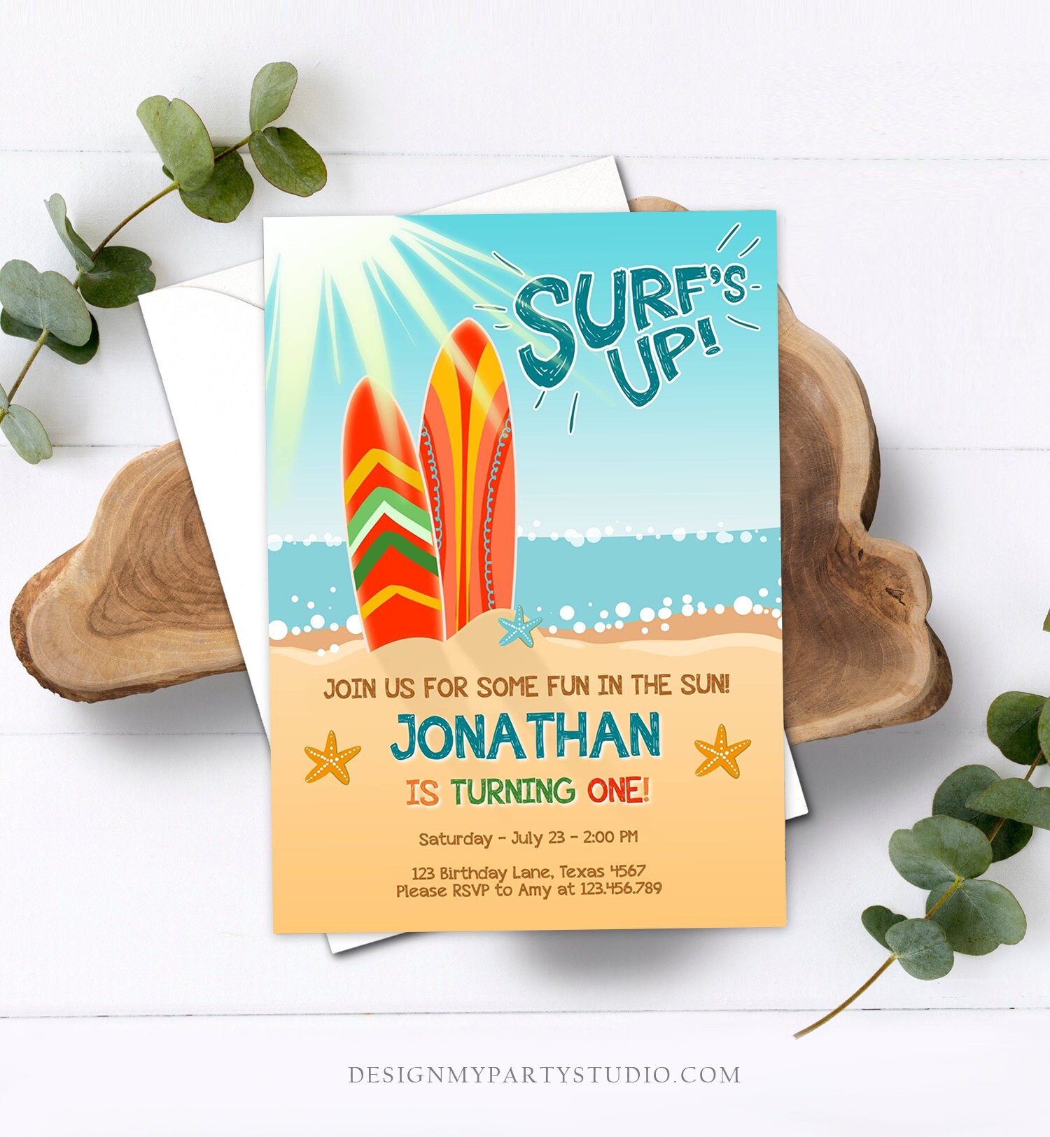 Editable Surf Birthday Invitation Summer Beach Party Surfboard - Etsy