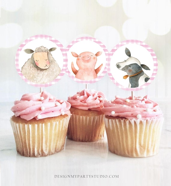Buy Farm Animals Cupcake Toppers Baby Shower Favor Tags Birthday