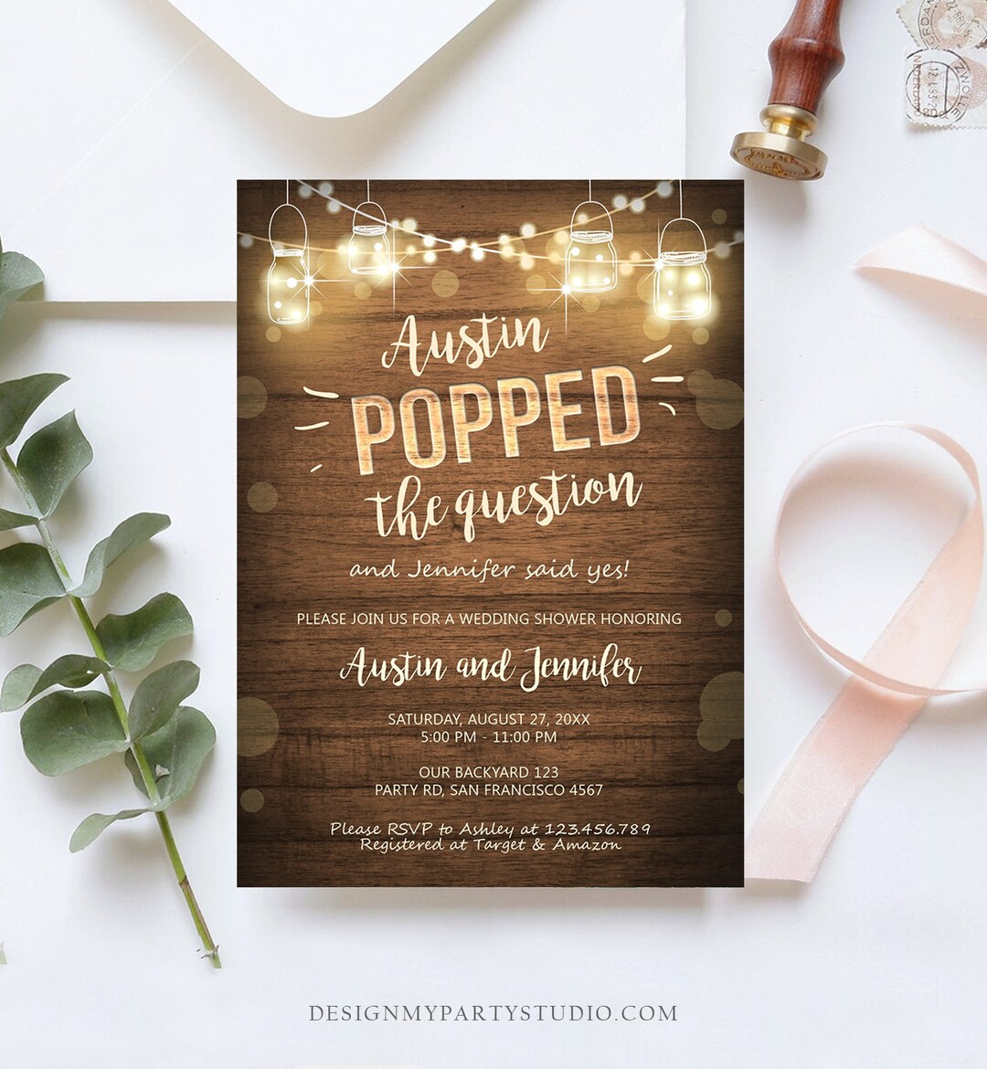 Editable Popped the Question Engagement Party Invitation - Etsy
